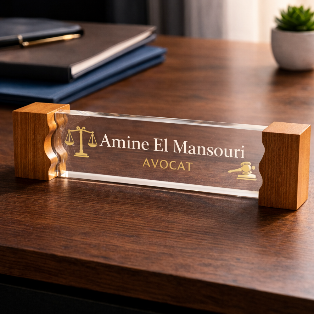 Plaque de bureau avocat personnalisée — Amine El Mansouri